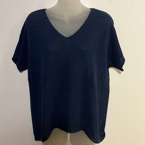 J. Jill Open Weave V-Neck Dolman Short Sleeve Pullover Sweater Size S